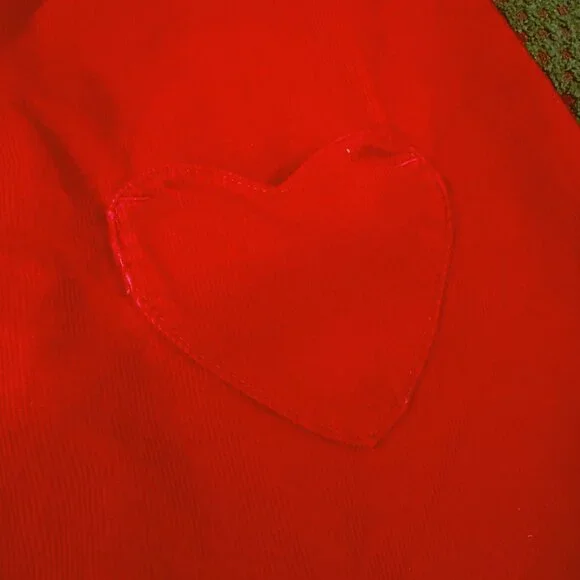 Girls Size 24 Months Red Corduroy Jumper Overall Dress Heart Pockets Carter's - Picture 3 of 5